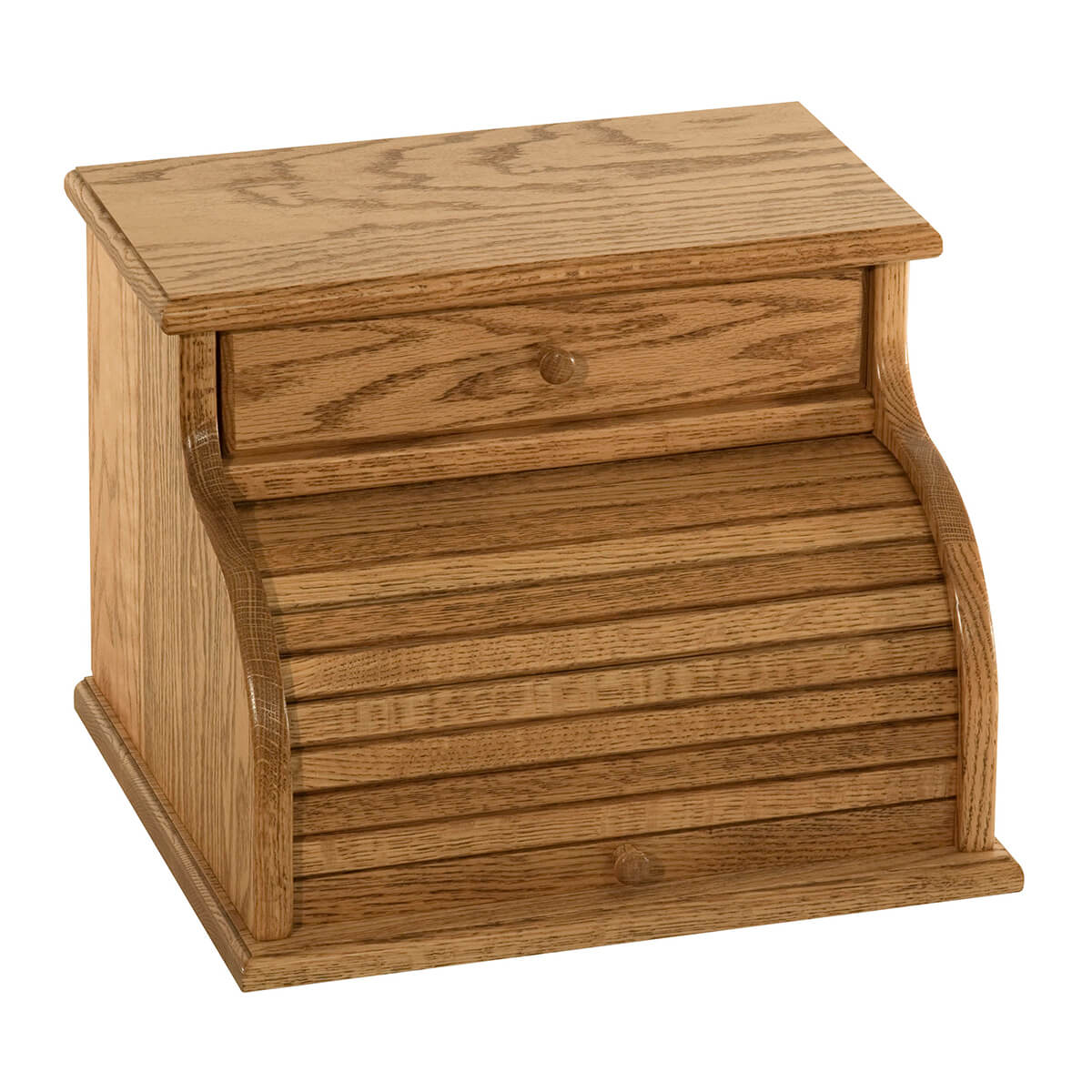 Read more about the article Oak Roll Top Breadbox with Drawer